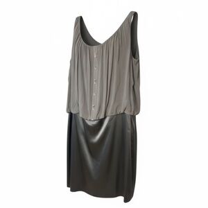 Plus Size Taupe Sleeveless Dress with Sparkly Buttons